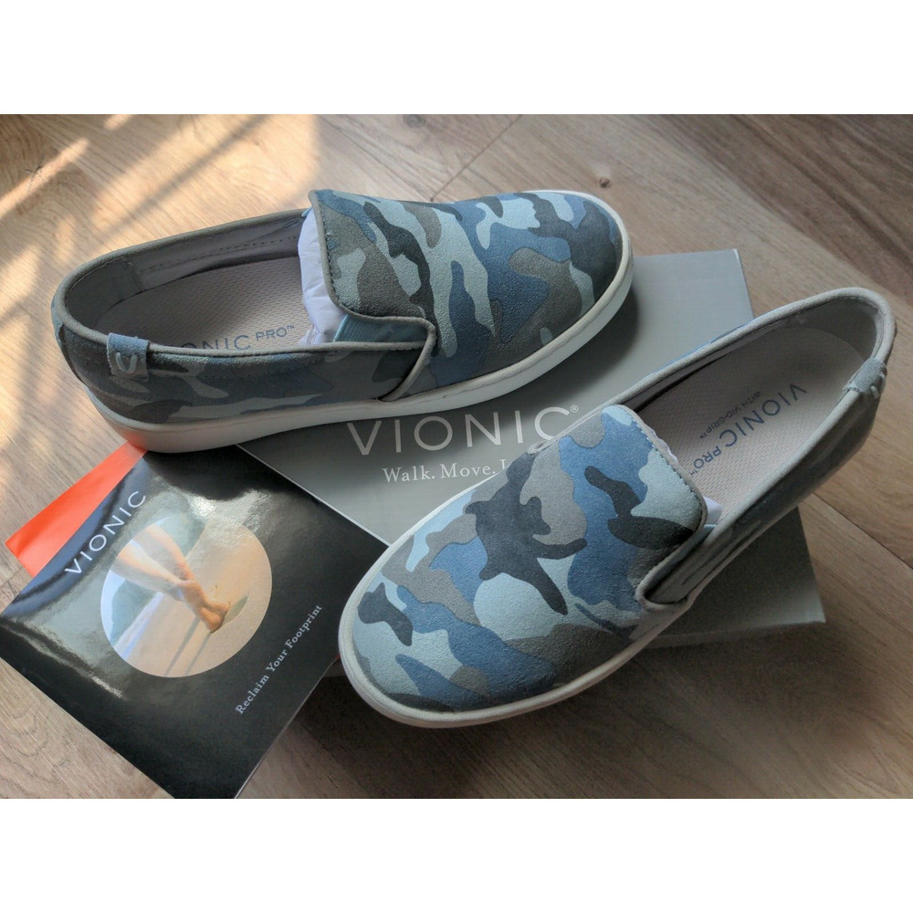 Vionic Avery Camo Slip On Sneaker Womens 7 Light Blue EU 38 Comfort shoes
